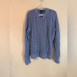 Polo Golf Ralph Lauren Sweater Linen Cotton Blend Cable Loose Knit Blue Large